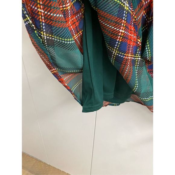 Cato NWT Smocked Waist Plaid Green Red Holiday Dress, Size XL, MSRP $69 - Picture 6 of 13